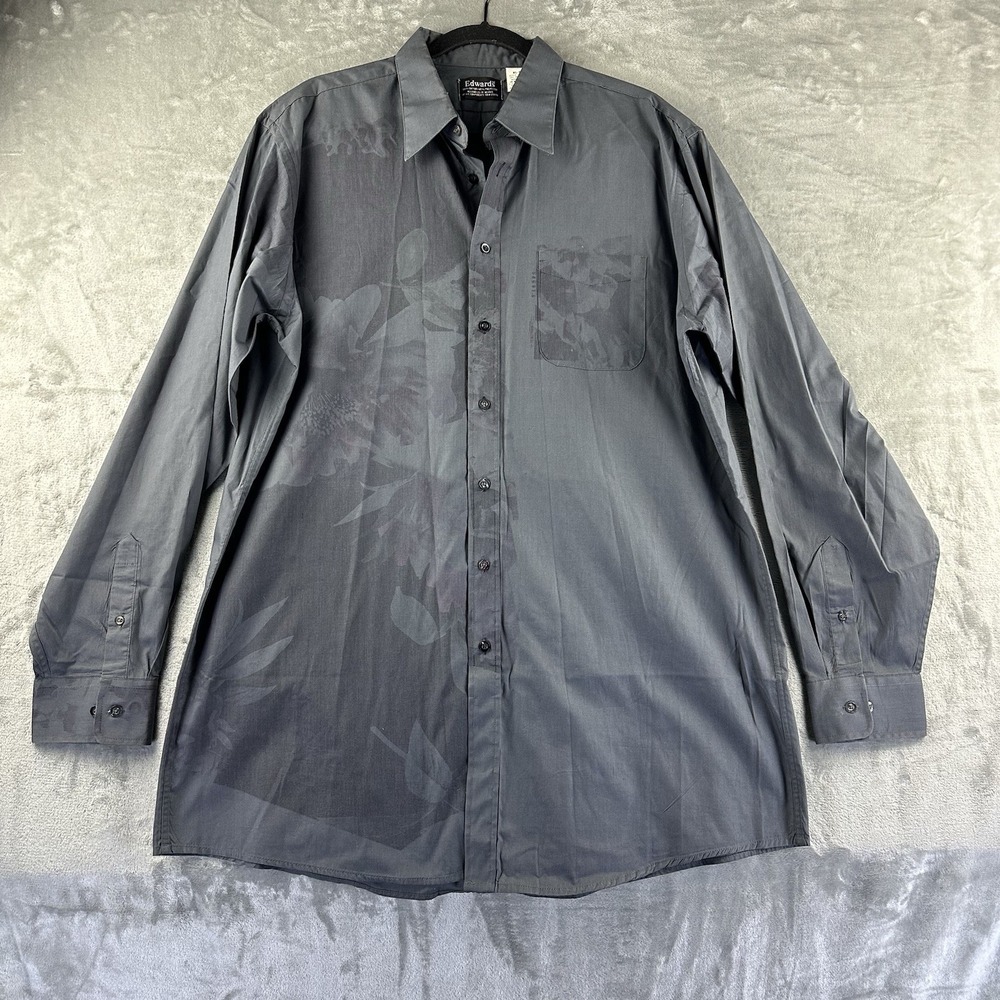 Le Shirt Edwards Button Up Shirt Men's XL 37 Gray Recycled Uniquely Handcrafted
